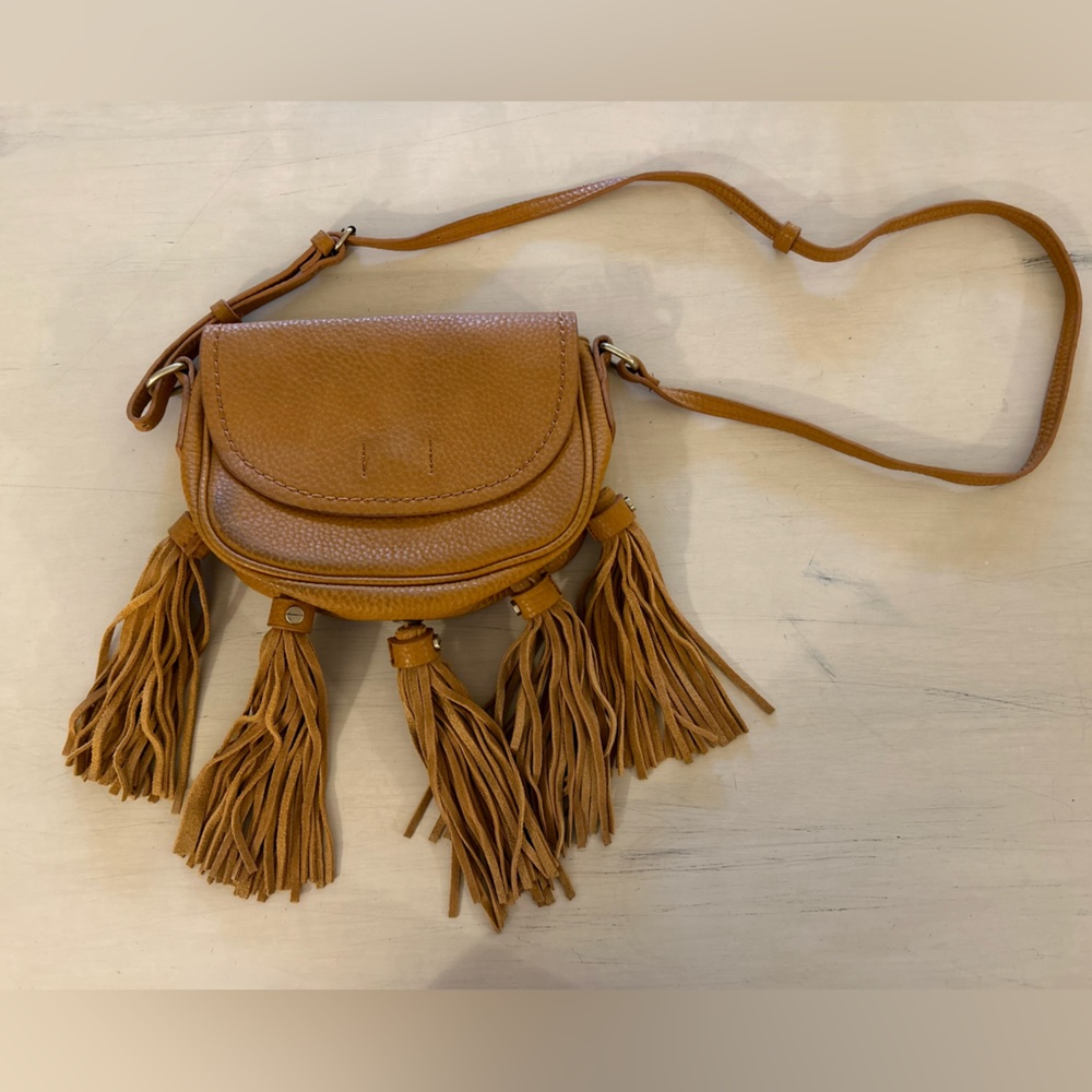 Yellow leather tassel bag